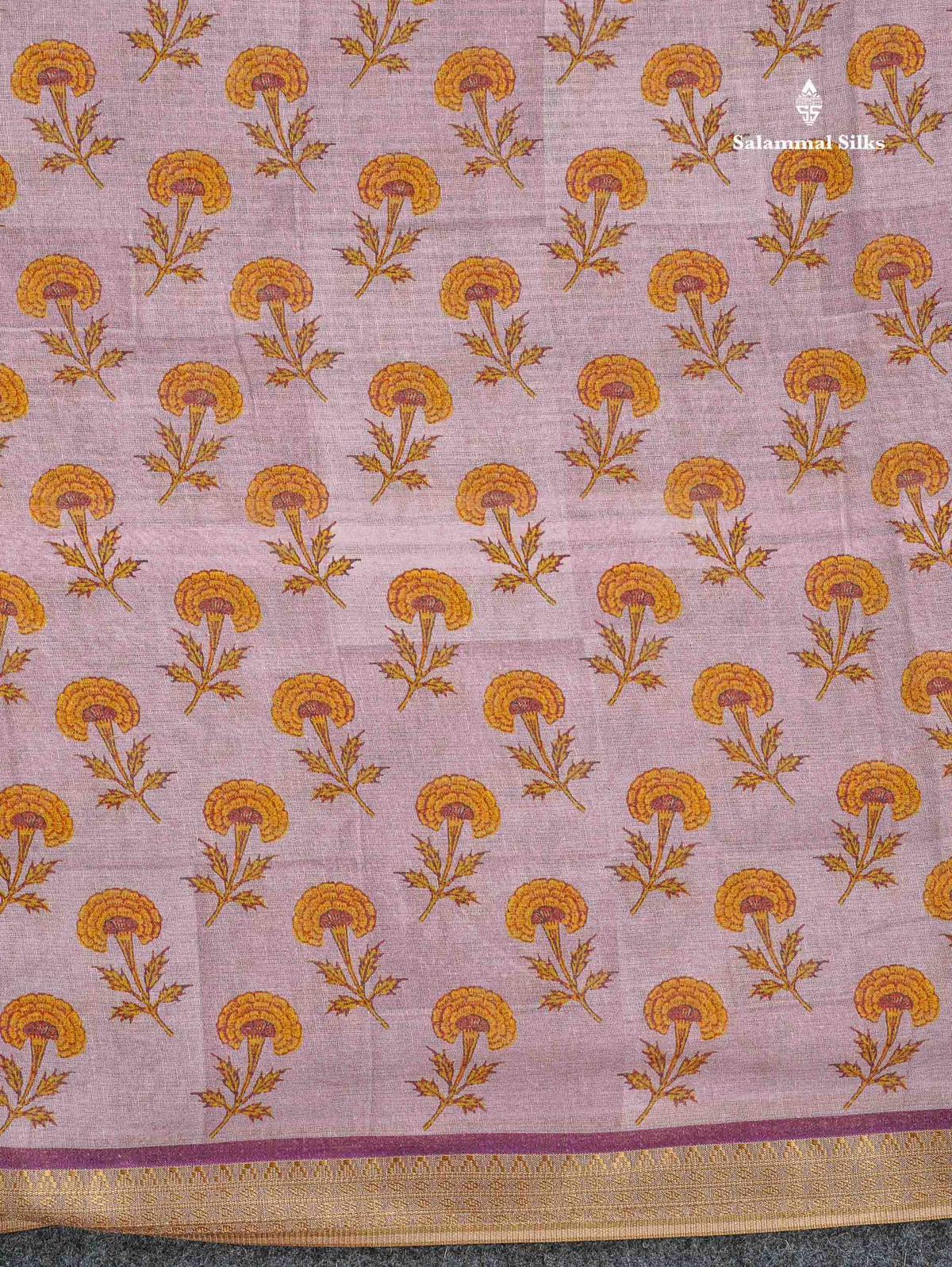 Soft Cotton Saree - Cream Sandal Body Printed With Small Fancy Border