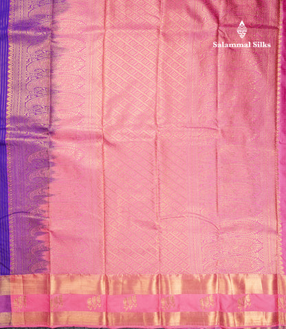 Violet Semi Silk Saree With Contrast Light Lavender Fancy Border