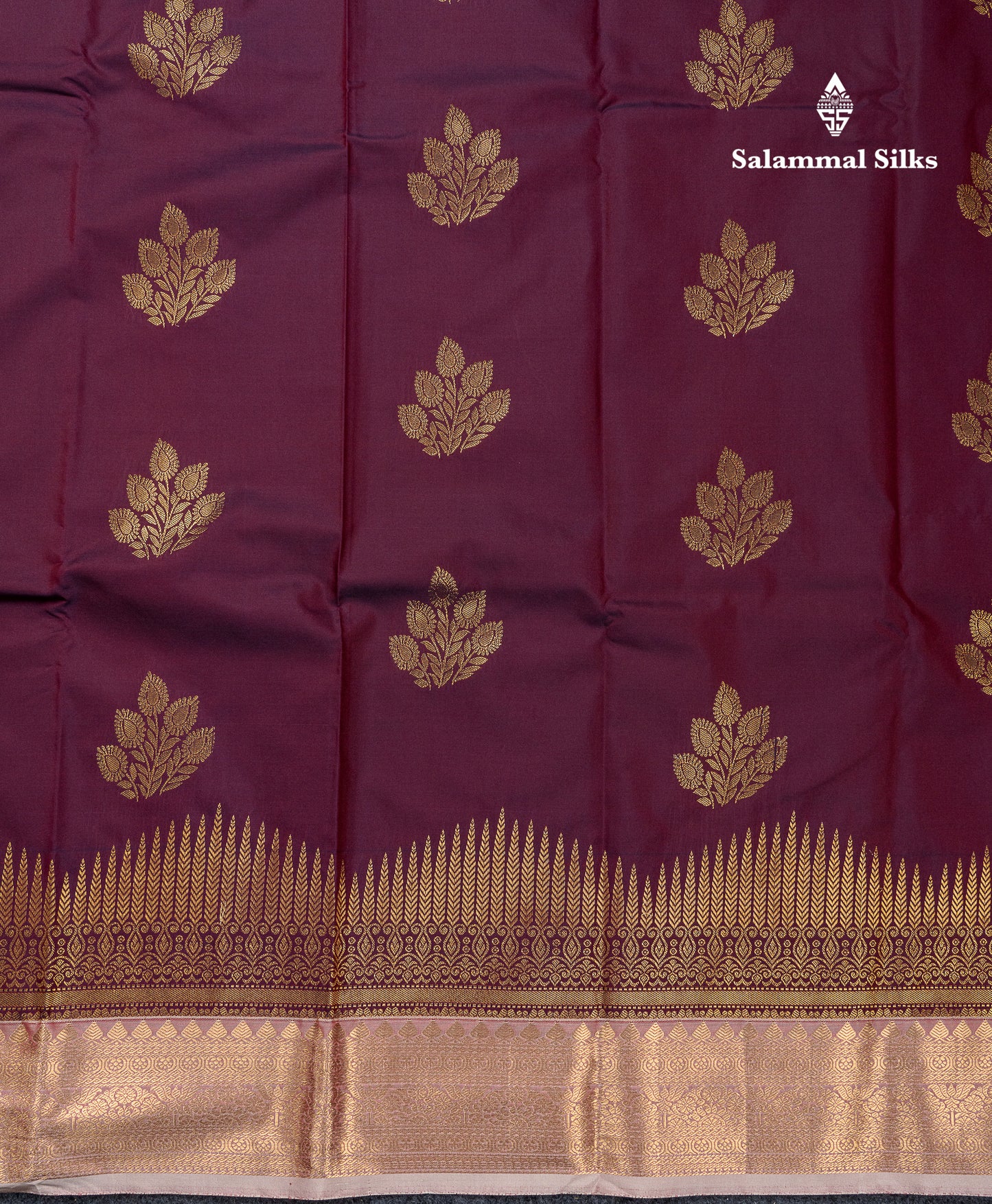 Beautiful Dark Magenta Semi Silk Saree With Contrast Chocolate Traditional Medium Border