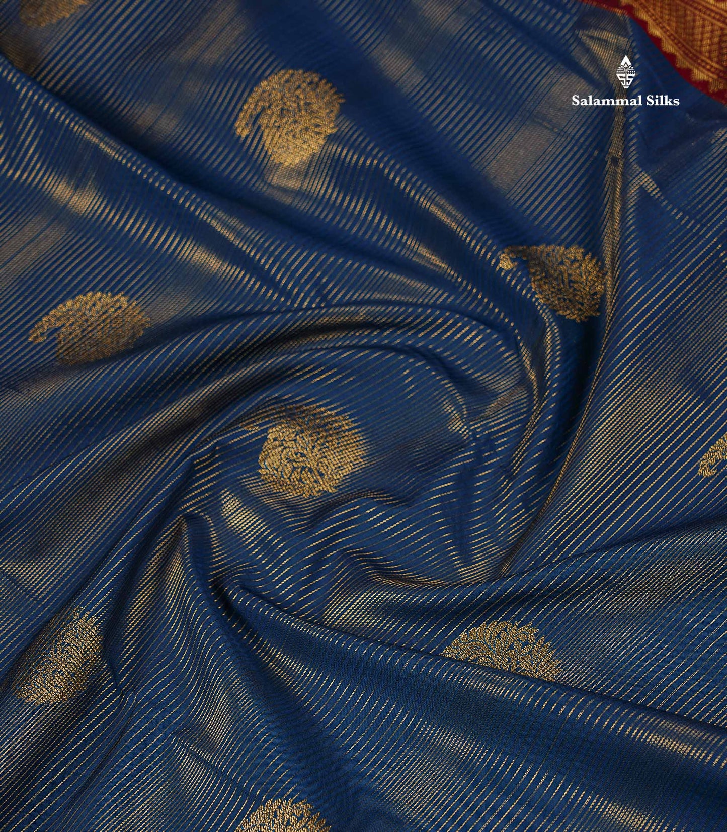 Semi Silk Saree - Peacock Blue Mango Butta With Alai Vaira Oosi Lines Along With Contrast Pink Traditional Border