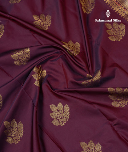 Beautiful Dark Magenta Semi Silk Saree With Contrast Chocolate Traditional Medium Border