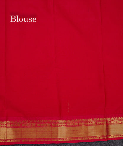 Semi Silk Saree - Peacock Blue Mango Butta With Alai Vaira Oosi Lines Along With Contrast Pink Traditional Border