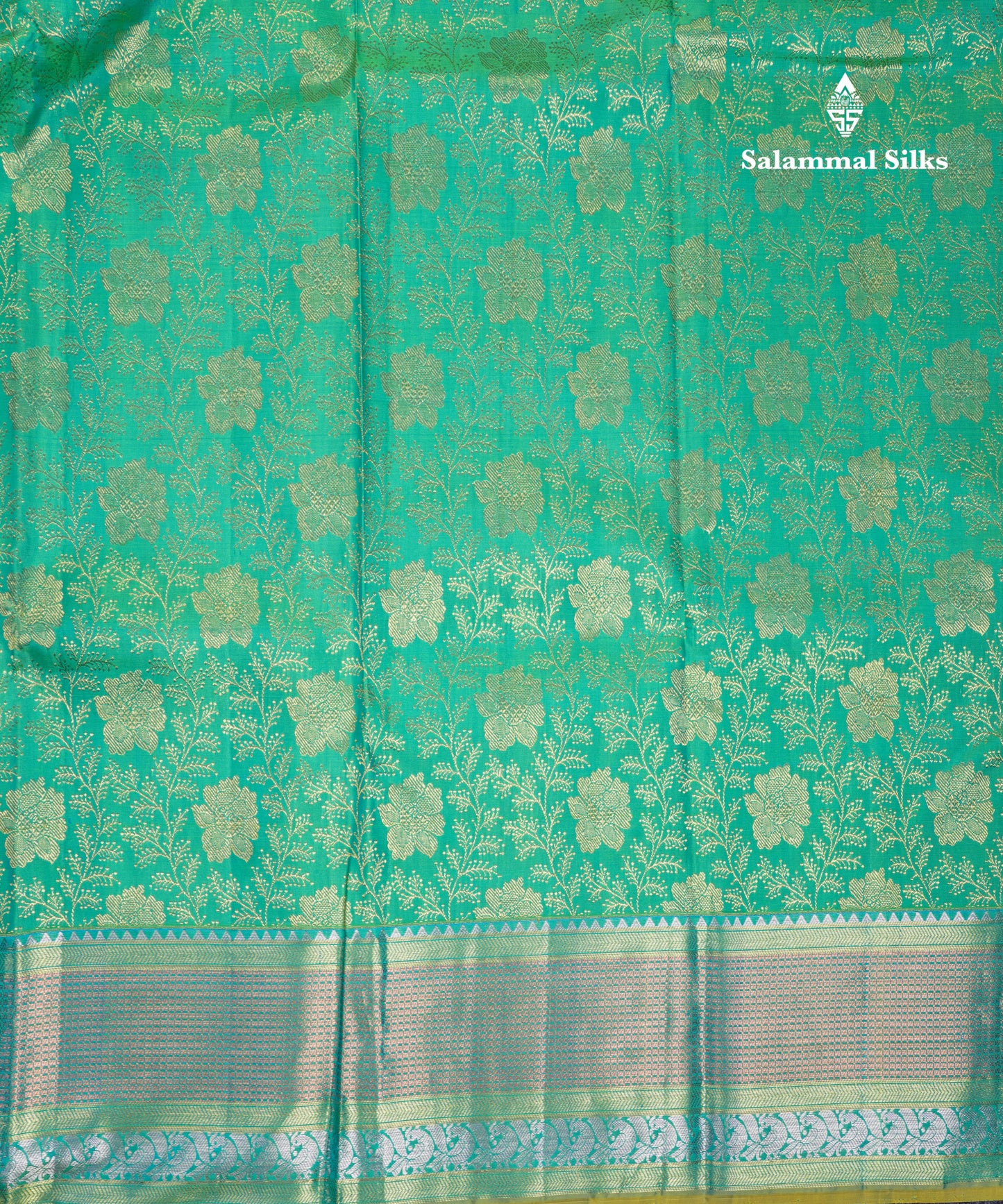 Beautiful Sapphire Green Bridal Pure Kanjivaram Silk Saree With Traditional Border