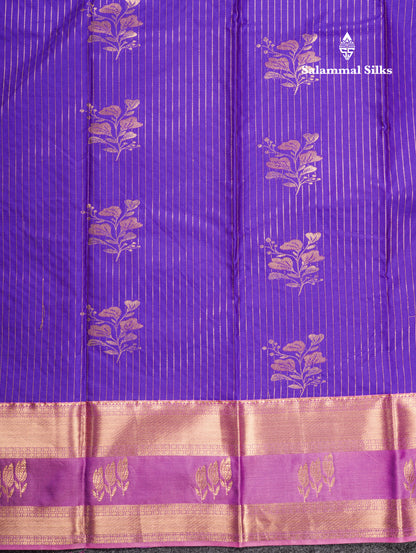 Violet Semi Silk Saree With Contrast Light Lavender Fancy Border
