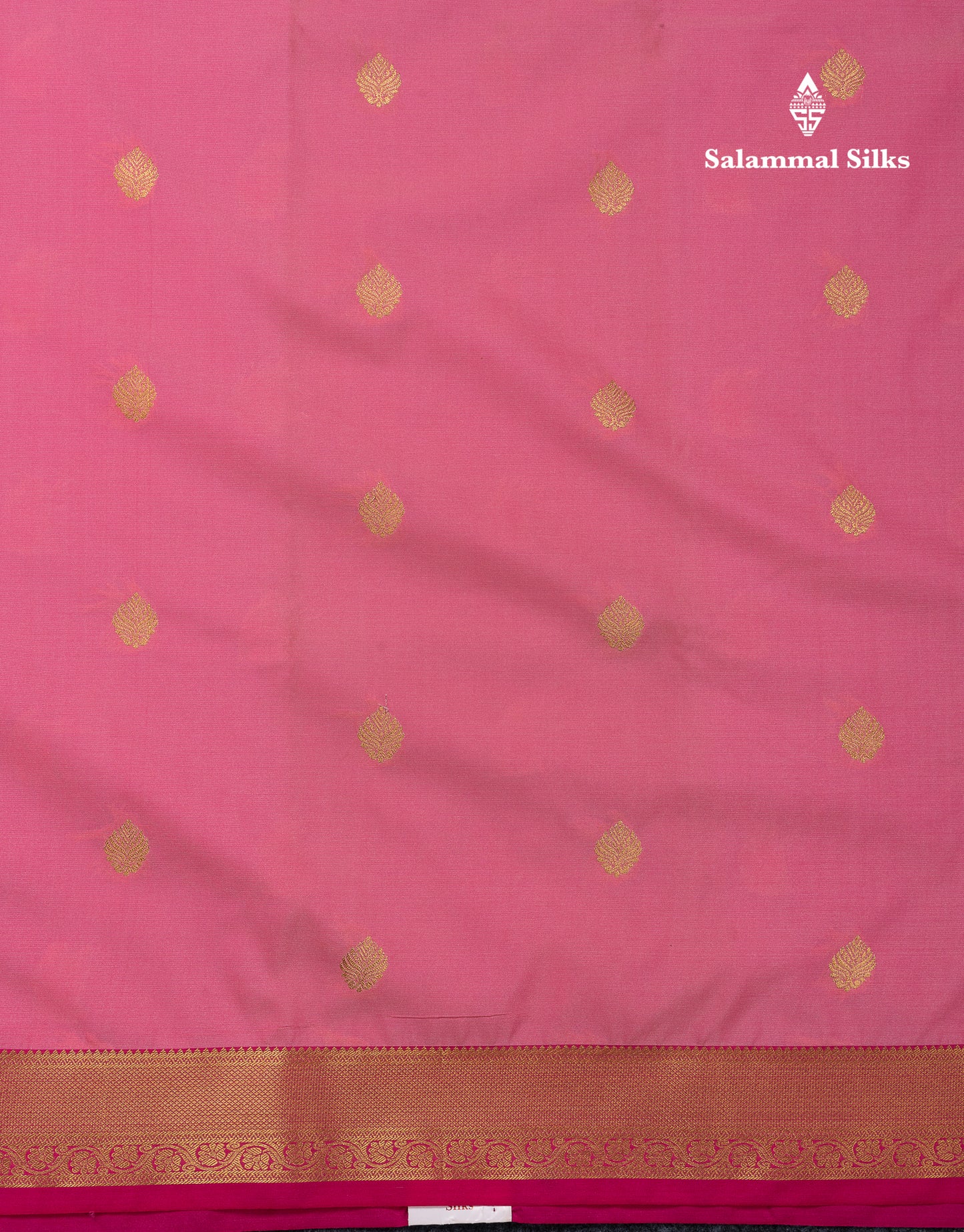 Beautiful Orange Zari Buttas Semi Silk Saree With Contrast Peacock Green Small Border
