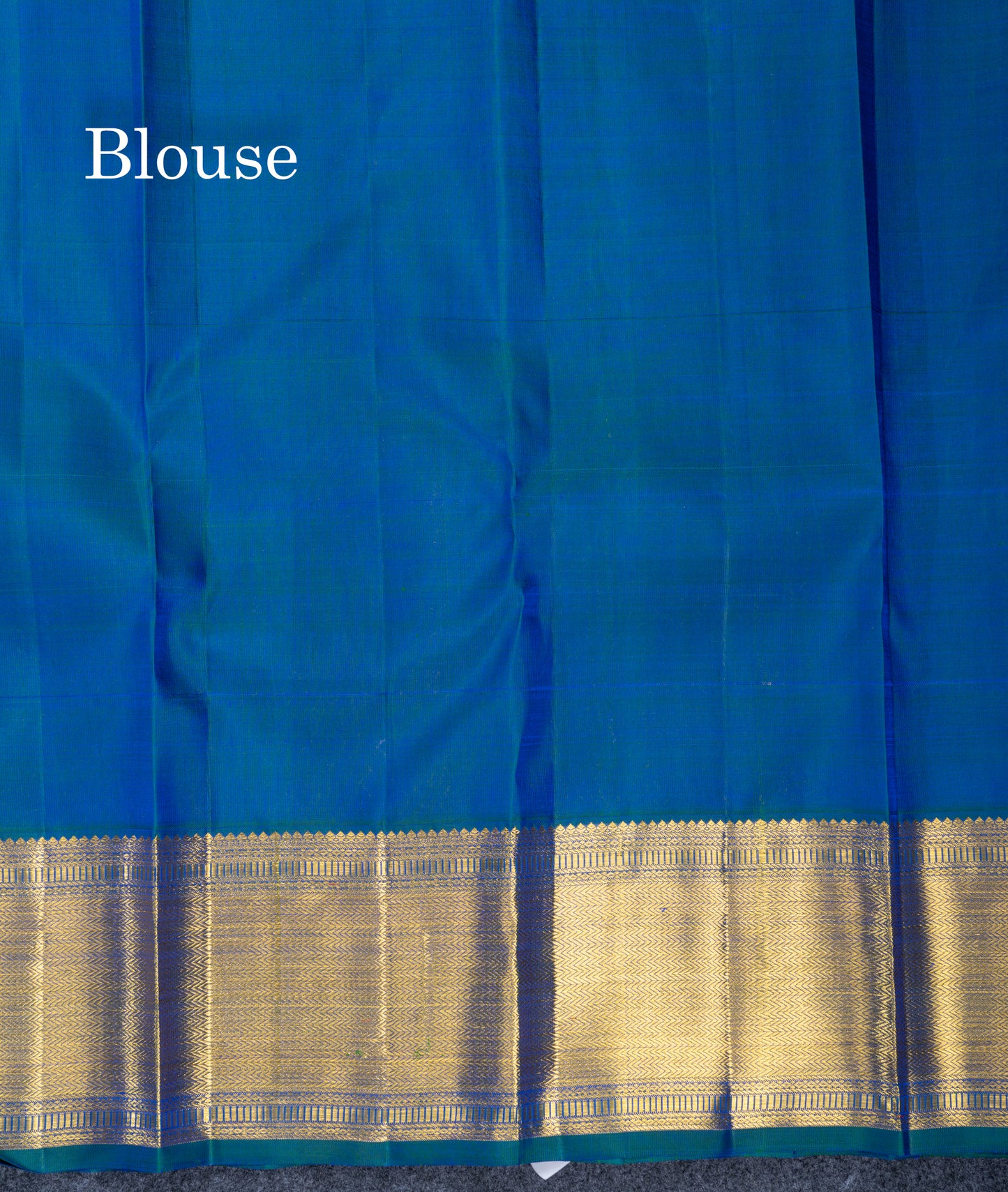 Dual Tone Peacock Blue Menakari Work Bridal Pure Kanjivaram Silk Saree With Traditional Border