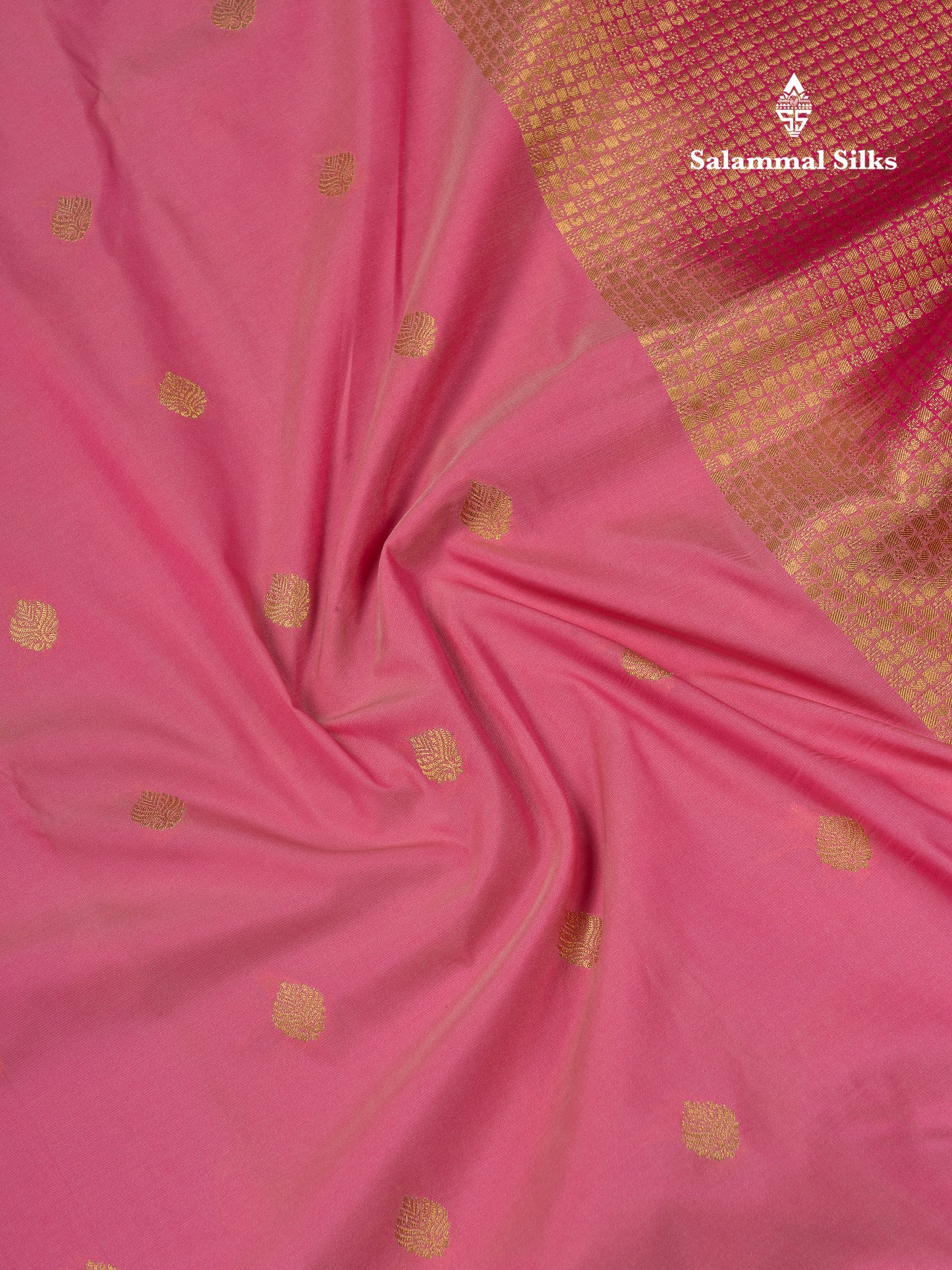 Beautiful Orange Zari Buttas Semi Silk Saree With Contrast Peacock Green Small Border