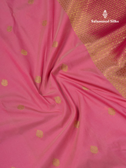 Beautiful Orange Zari Buttas Semi Silk Saree With Contrast Peacock Green Small Border