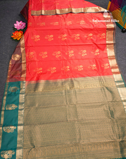 Chilly Red Semi Silk Saree With Contrast Dual Tone Maroon Fancy Border