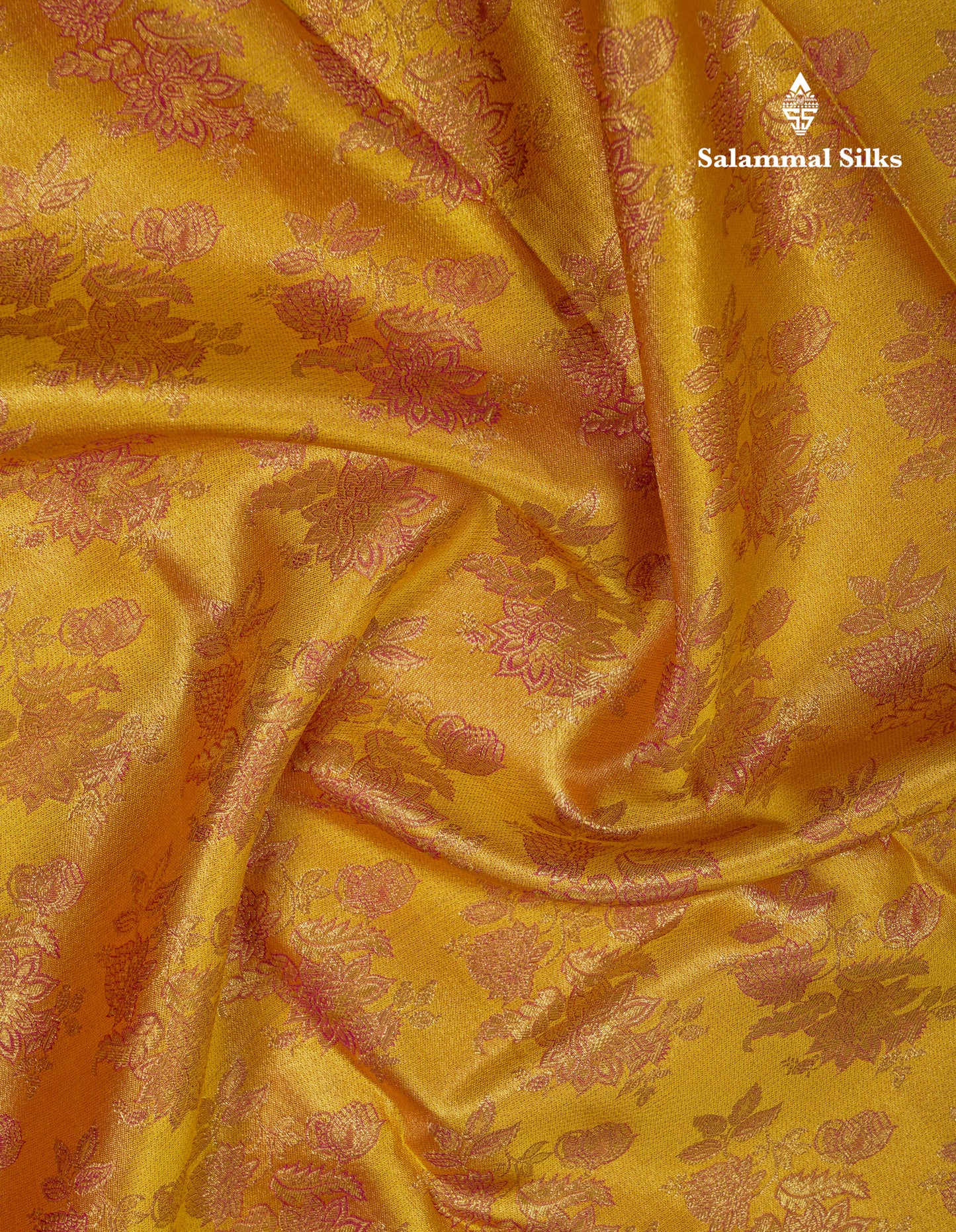 Beautiful Yellow Bridal Pure Kanjivaram Silk Saree With Contrast Magenta Pink Border