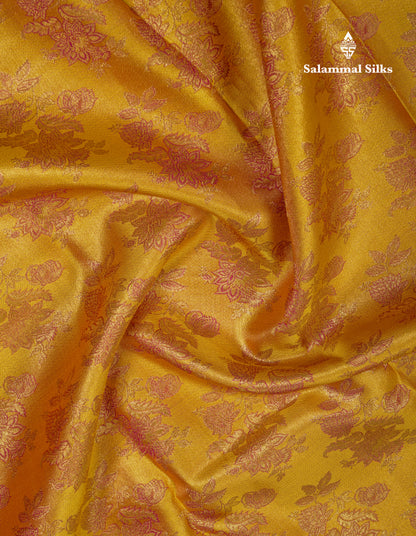 Beautiful Yellow Bridal Pure Kanjivaram Silk Saree With Contrast Magenta Pink Border