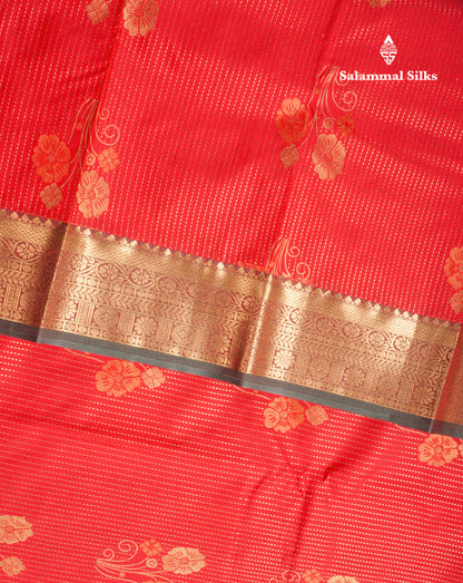 Chilly Red Semi Silk Saree With Contrast Dual Tone Maroon Fancy Border
