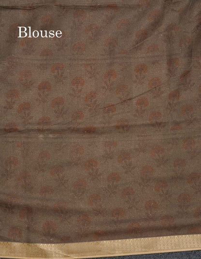 Soft Cotton Saree - Cream Sandal Body Printed With Small Fancy Border