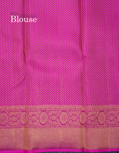 Beautiful Yellow Bridal Pure Kanjivaram Silk Saree With Contrast Magenta Pink Border