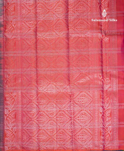 Beautiful Dual Tone Peacock Green Fancy Pure Kanjivaram Silk Saree With Contrast Orange Blouse