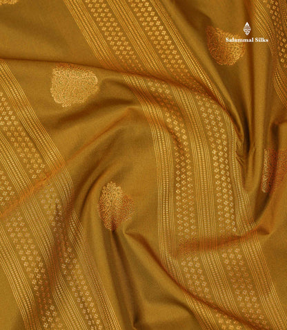 Semi Silk Saree - Manthulir Yellow With Contrast Chilly Red Traditional Small Border