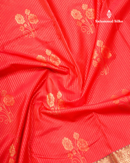 Chilly Red Semi Silk Saree With Contrast Dual Tone Maroon Fancy Border