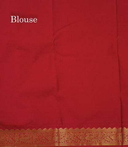 Semi Silk Saree - Manthulir Yellow With Contrast Chilly Red Traditional Small Border