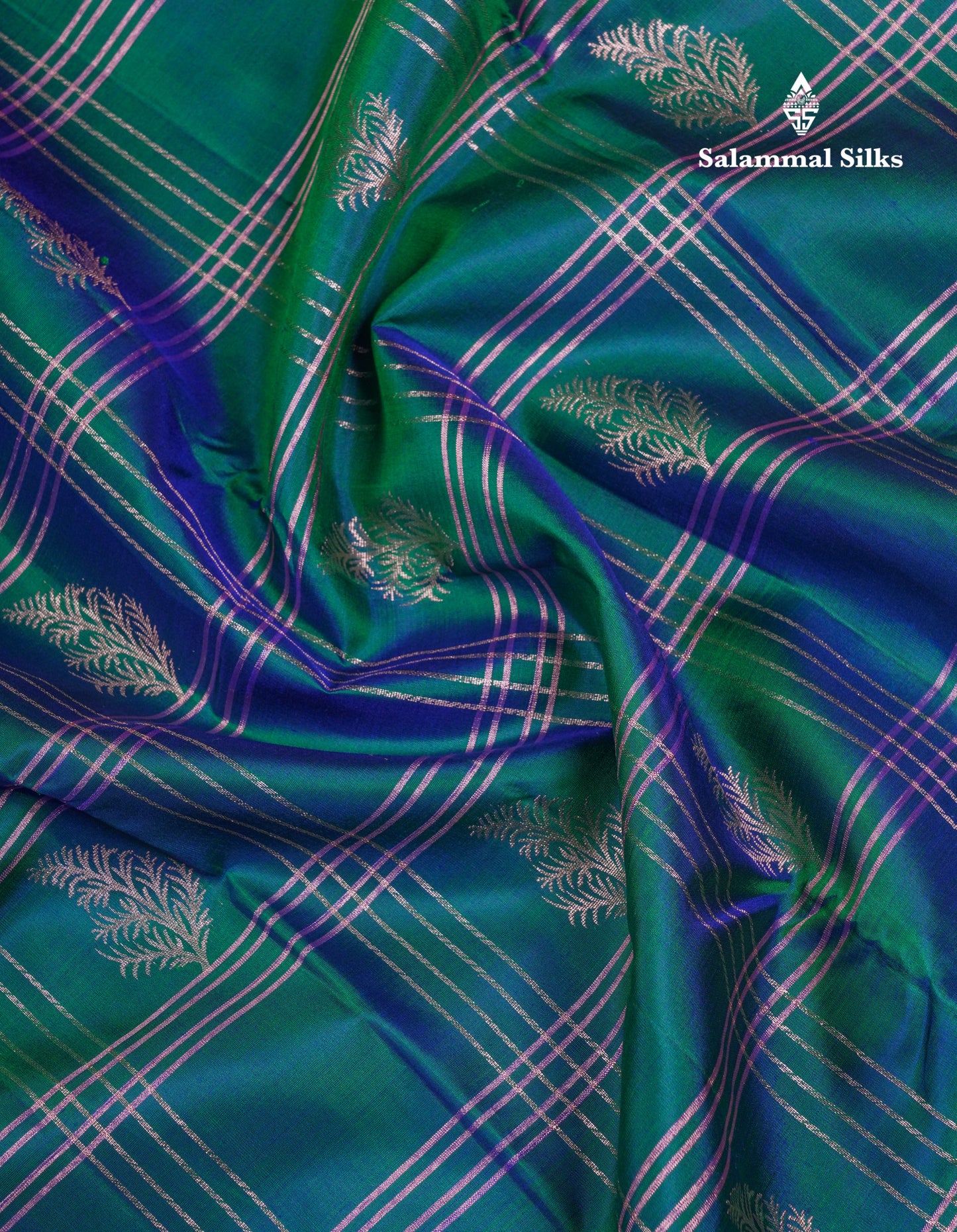 Beautiful Dual Tone Peacock Green Fancy Pure Kanjivaram Silk Saree With Contrast Orange Blouse