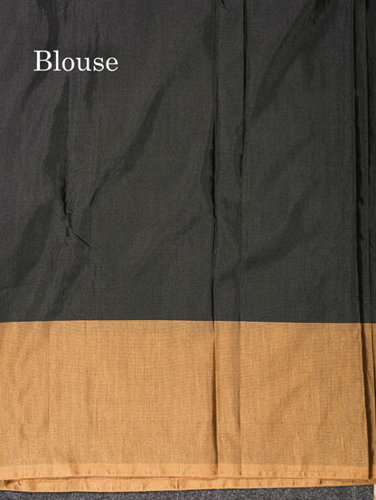 Magenta Pure Mix Saree With Contrast Sandal Border