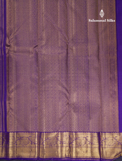 Beautiful Violet Bridal Pure Kanjivaram Silk Saree With Traditional Border