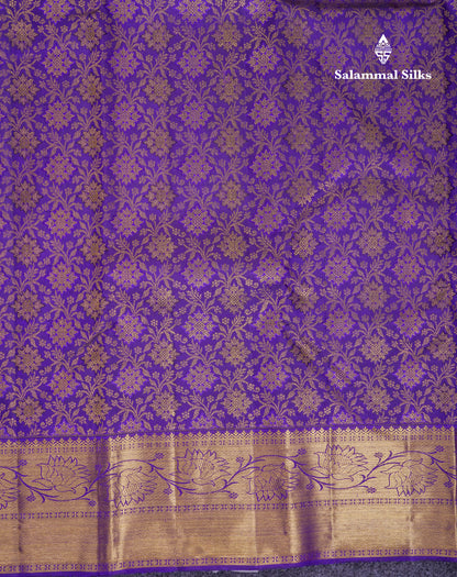 Beautiful Violet Bridal Pure Kanjivaram Silk Saree With Traditional Border