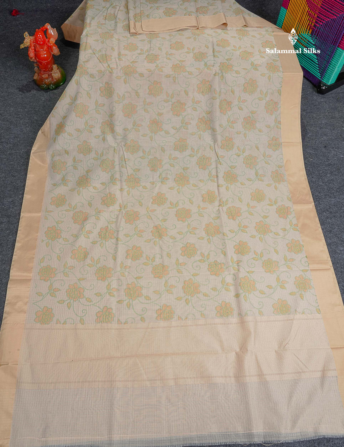 Kota Cotton Fancy Saree - Light Sandal Colour Body Printed With Blouse