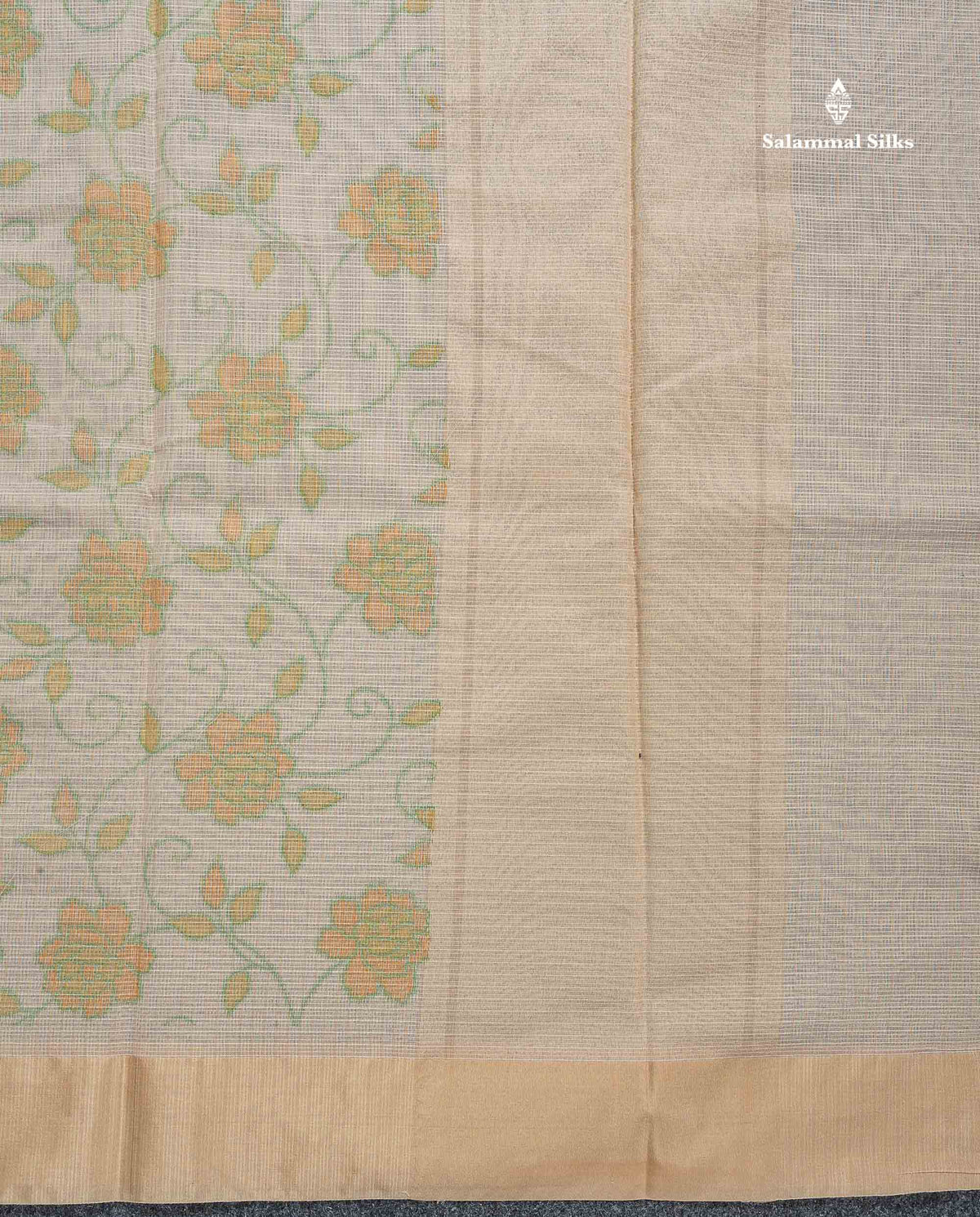 Kota Cotton Fancy Saree - Light Sandal Colour Body Printed With Blouse