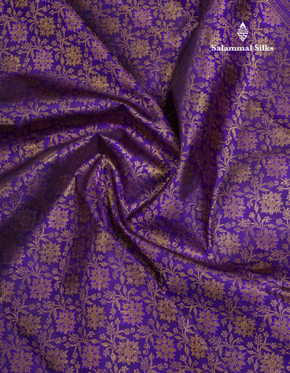 Beautiful Violet Bridal Pure Kanjivaram Silk Saree With Traditional Border