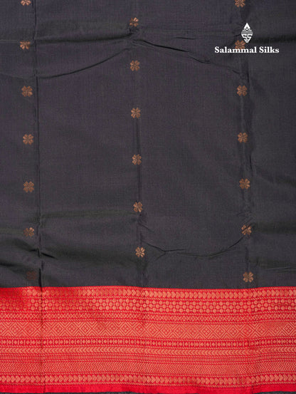 Black Pure Mix Saree With Contrast Red Border