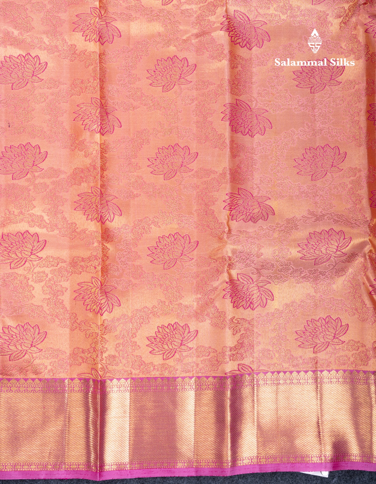 Peach Bridal Pure Kanjivaram Silk Saree With Contrast Light Pink Traditional Border
