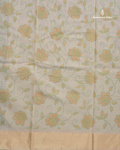 Kota Cotton Fancy Saree - Light Sandal Colour Body Printed With Blouse