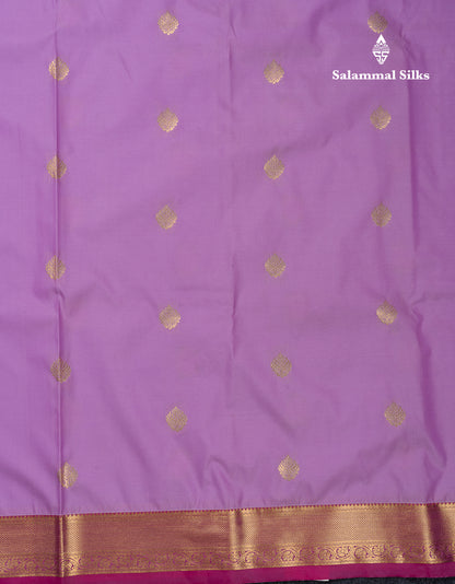 Beautiful Orange Zari Buttas Semi Silk Saree With Contrast Peacock Green Small Border
