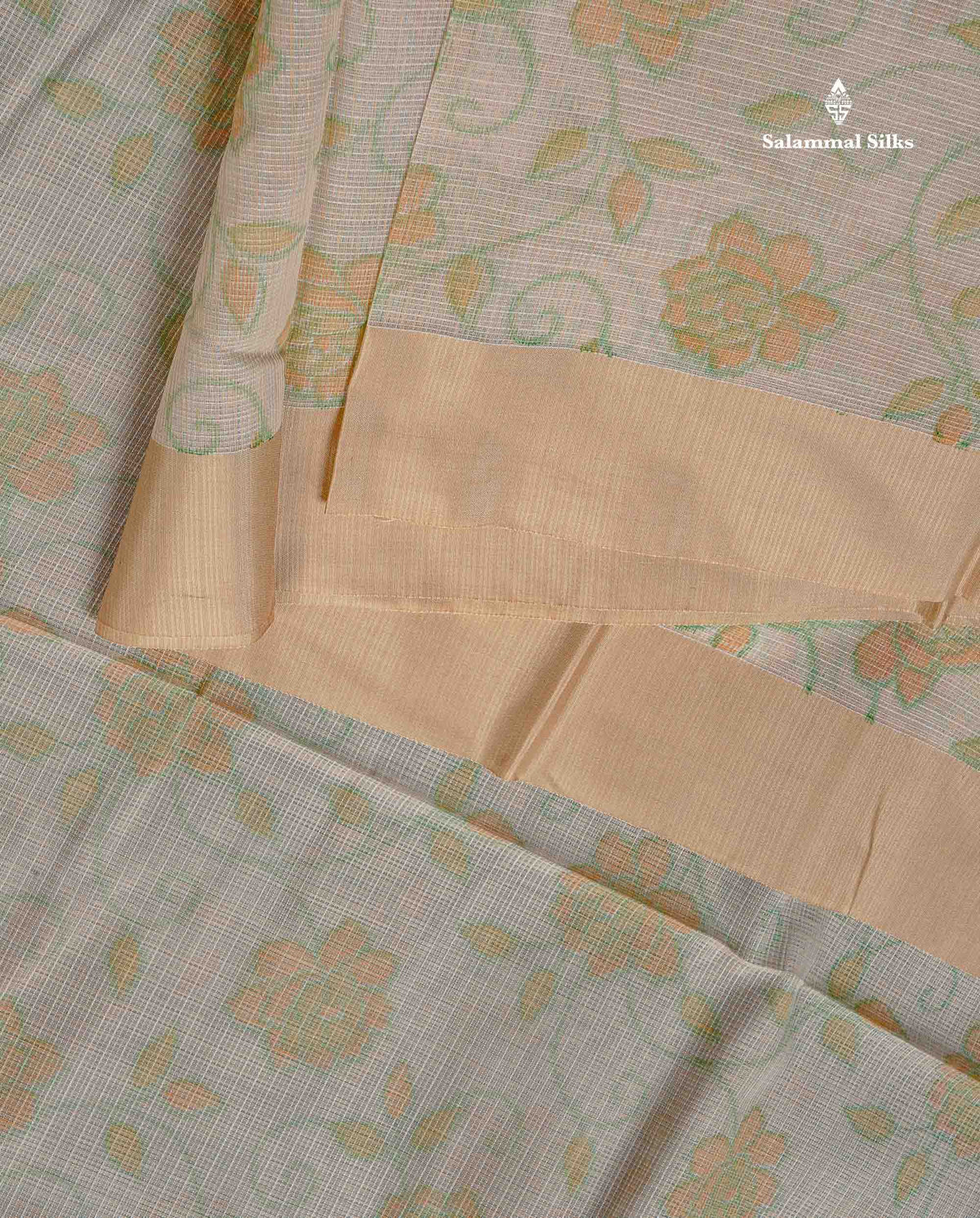 Kota Cotton Fancy Saree - Light Sandal Colour Body Printed With Blouse