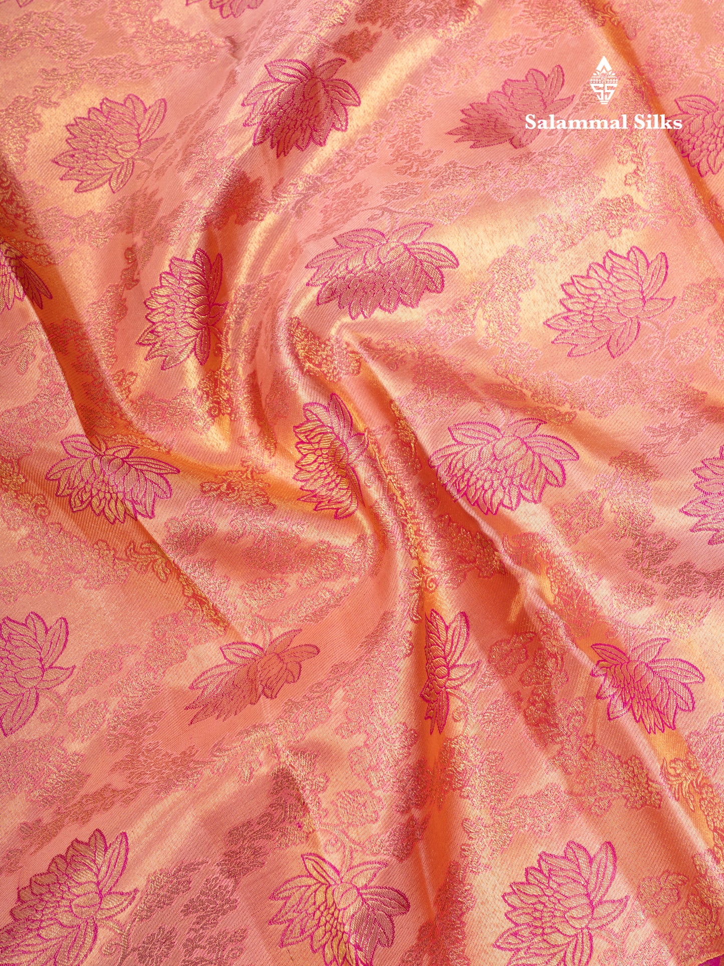 Peach Bridal Pure Kanjivaram Silk Saree With Contrast Light Pink Traditional Border