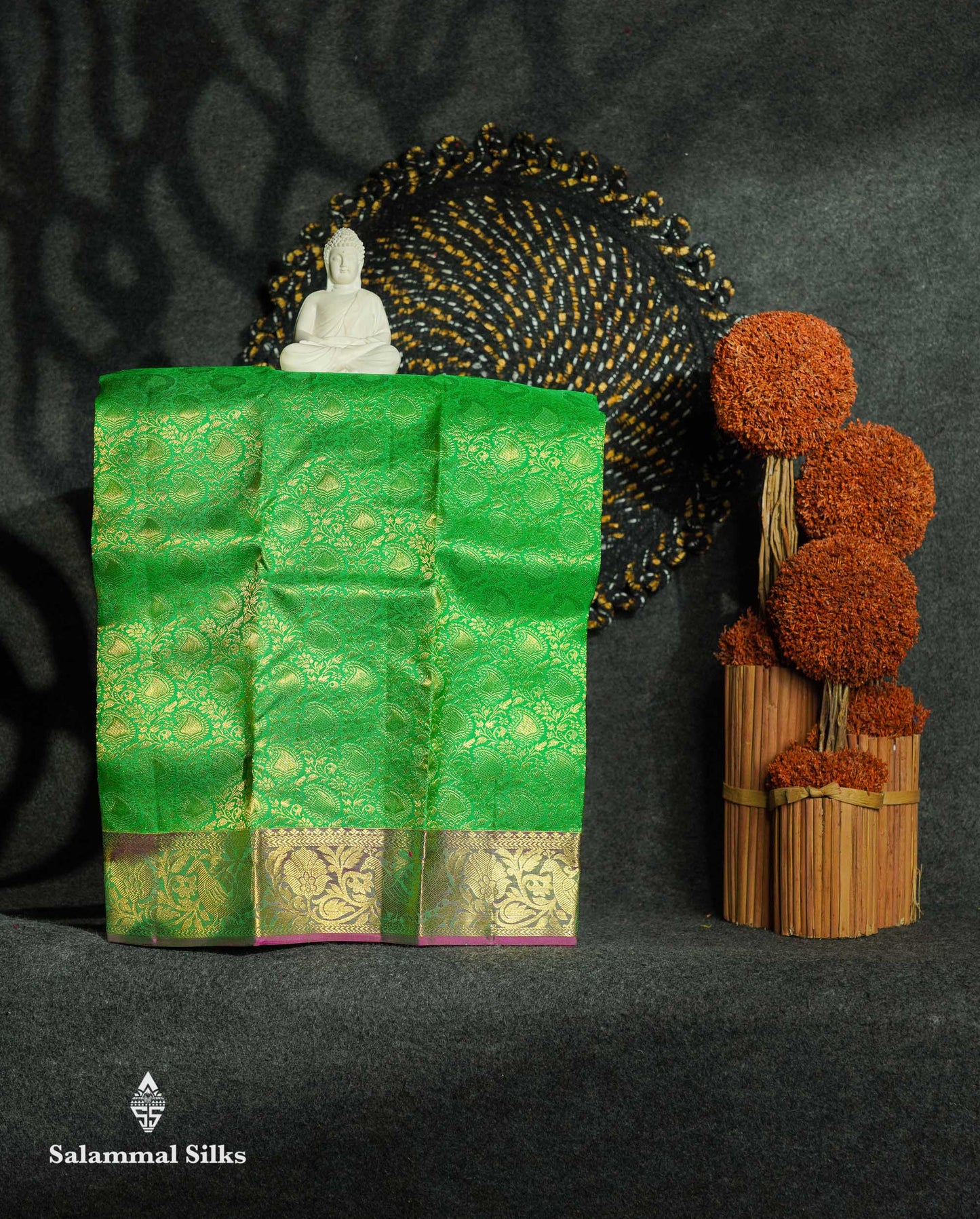 Pure Silk Pattu Pavadai - Parrot Green Colour | 0-2 Years 