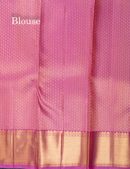 Peach Bridal Pure Kanjivaram Silk Saree With Contrast Light Pink Traditional Border