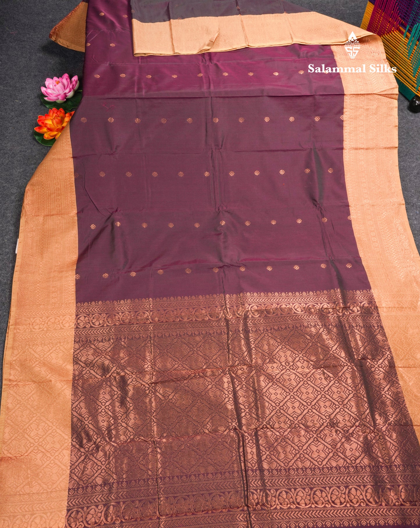Magenta Pure Mix Saree With Contrast Sandal Border