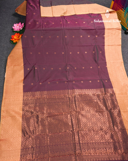 Magenta Pure Mix Saree With Contrast Sandal Border