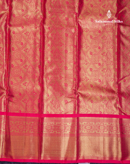 Beautiful Pink Tissue Bridal Pure Kanjivaram Silk Saree With Traditional Evening Morning Border