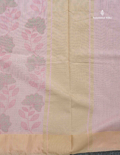 Beautiful Pastel Blue Kota Cotton Fancy Saree With Contrast Sandal Plain Border