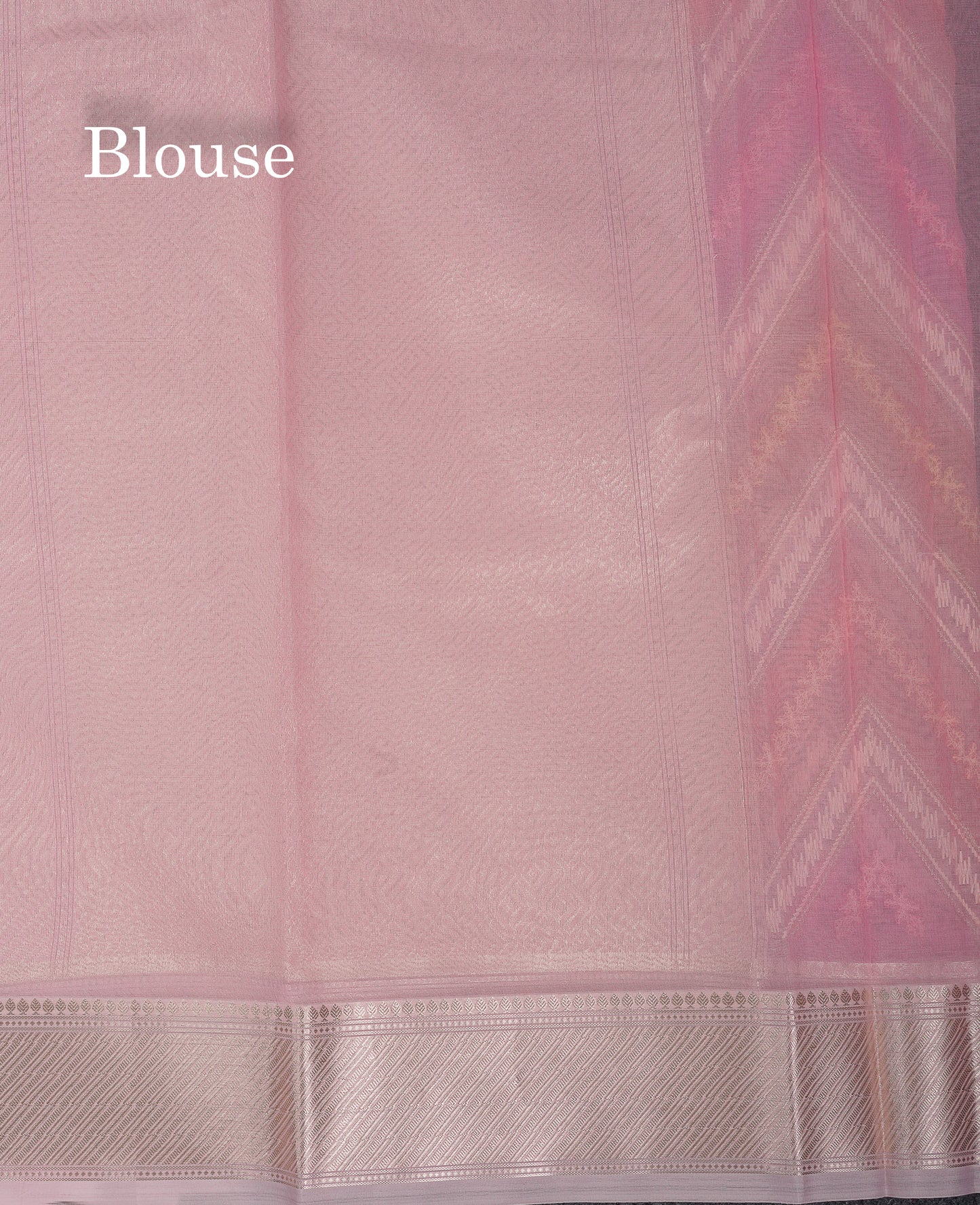 Beautiful Light Pink Zig-Zag Thread Work Semi Organza Fancy Saree With Traditional Border