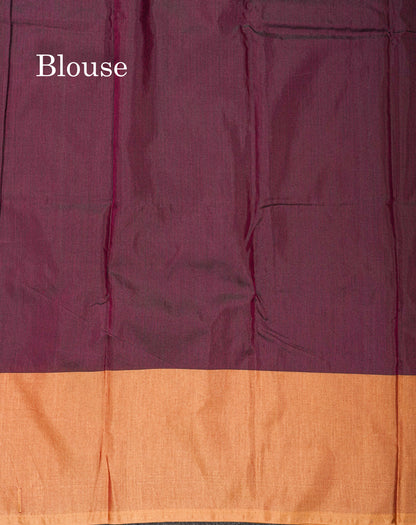 Magenta Pure Mix Saree With Contrast Sandal Border