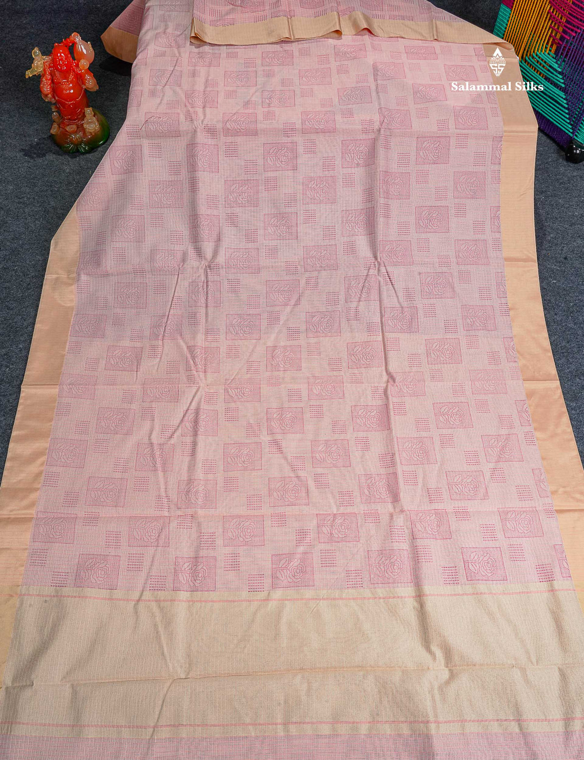 Kota Cotton Fancy Saree - Light Pink Colour Body Printed Design With Blouse