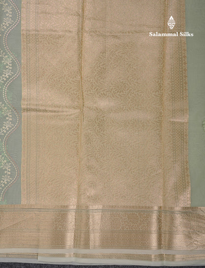 Beautiful Light Pink Zig-Zag Thread Work Semi Organza Fancy Saree With Traditional Border