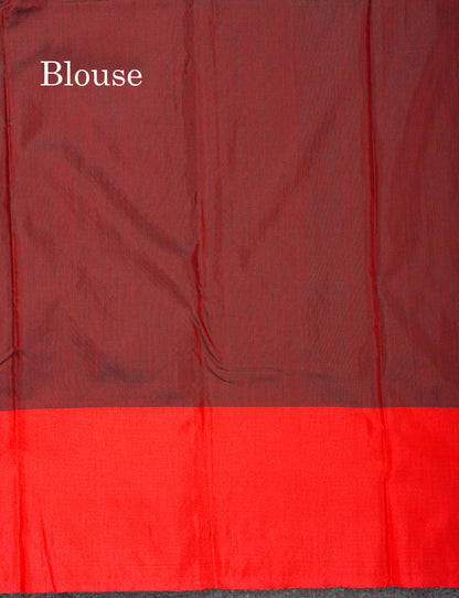Black Pure Mix Saree With Contrast Red Border