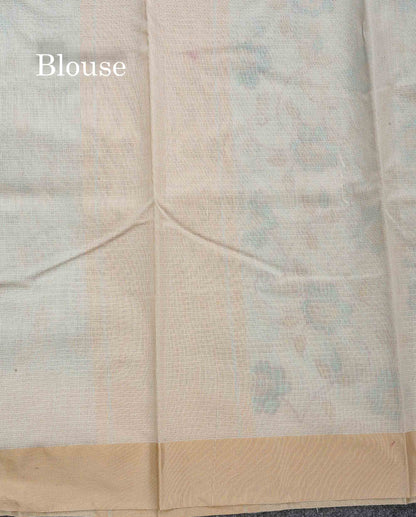 Kota Cotton Fancy Saree - Light Sandal Colour Body Printed With Blouse
