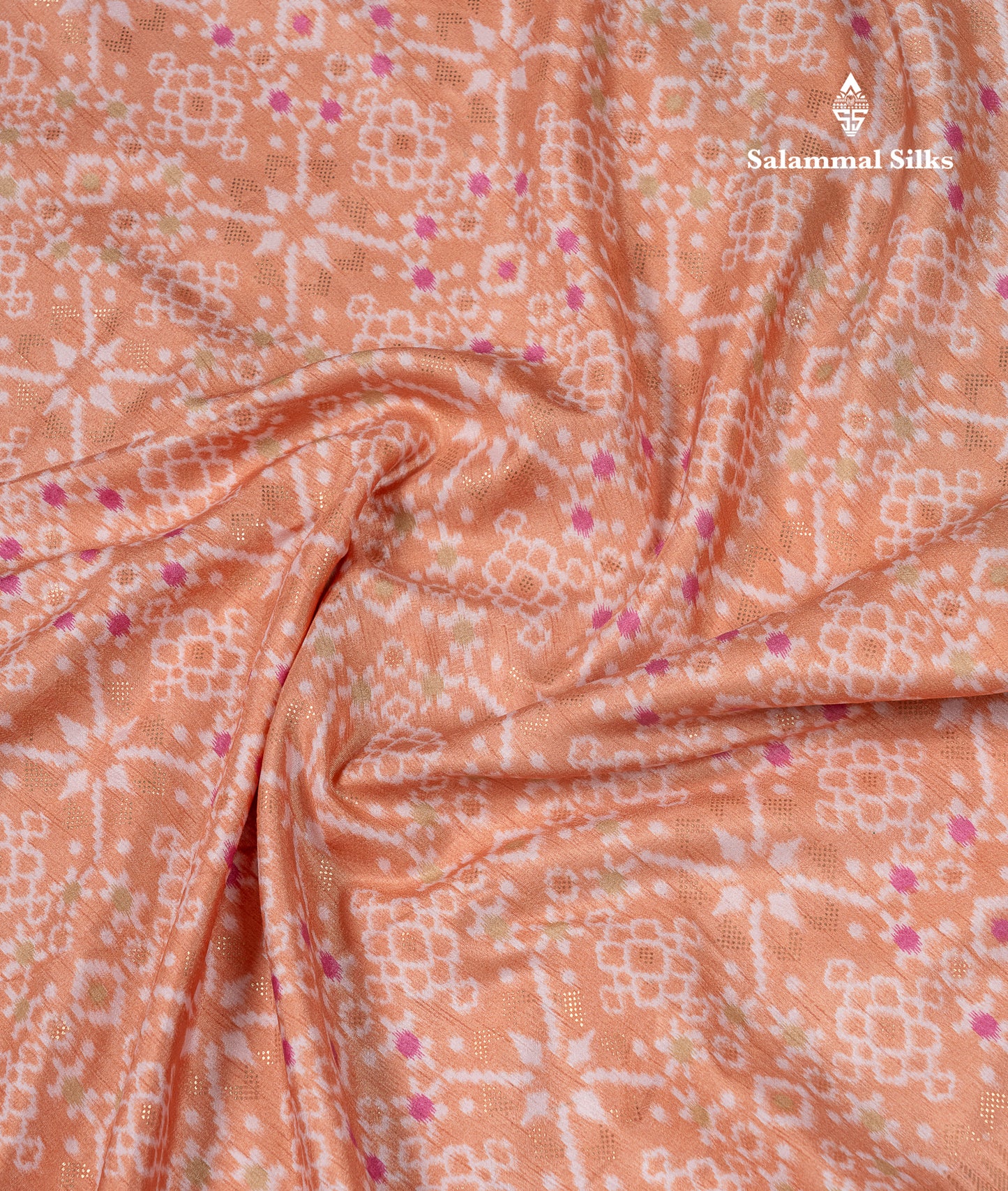 Beautiful Peach Ikkat Dola Fancy Saree With Bottle Green Border