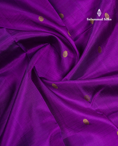Beautiful Dark Purple Pure Kanjivaram Silk Saree With Contrast Pinkish Orange Small Tarditional Border