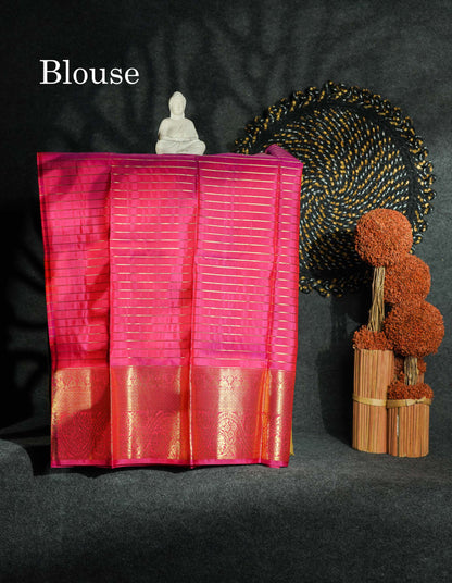Beautiful Pure Silk Pattu Pavadai Checks (Orange) With Contrast Pink Blouse 27"
